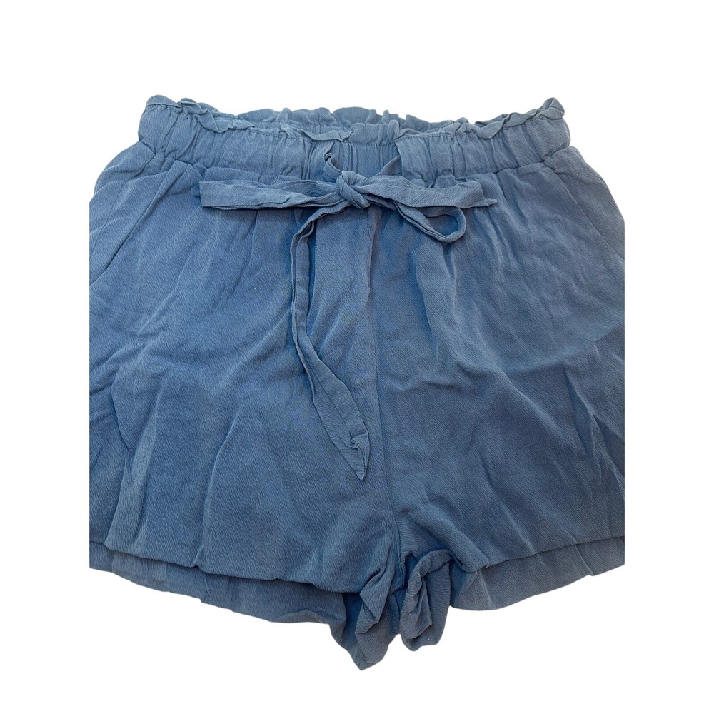 Pink Lily Shorts Women Large Blue Tie Front Paperbag Waist Coastal Bohemian